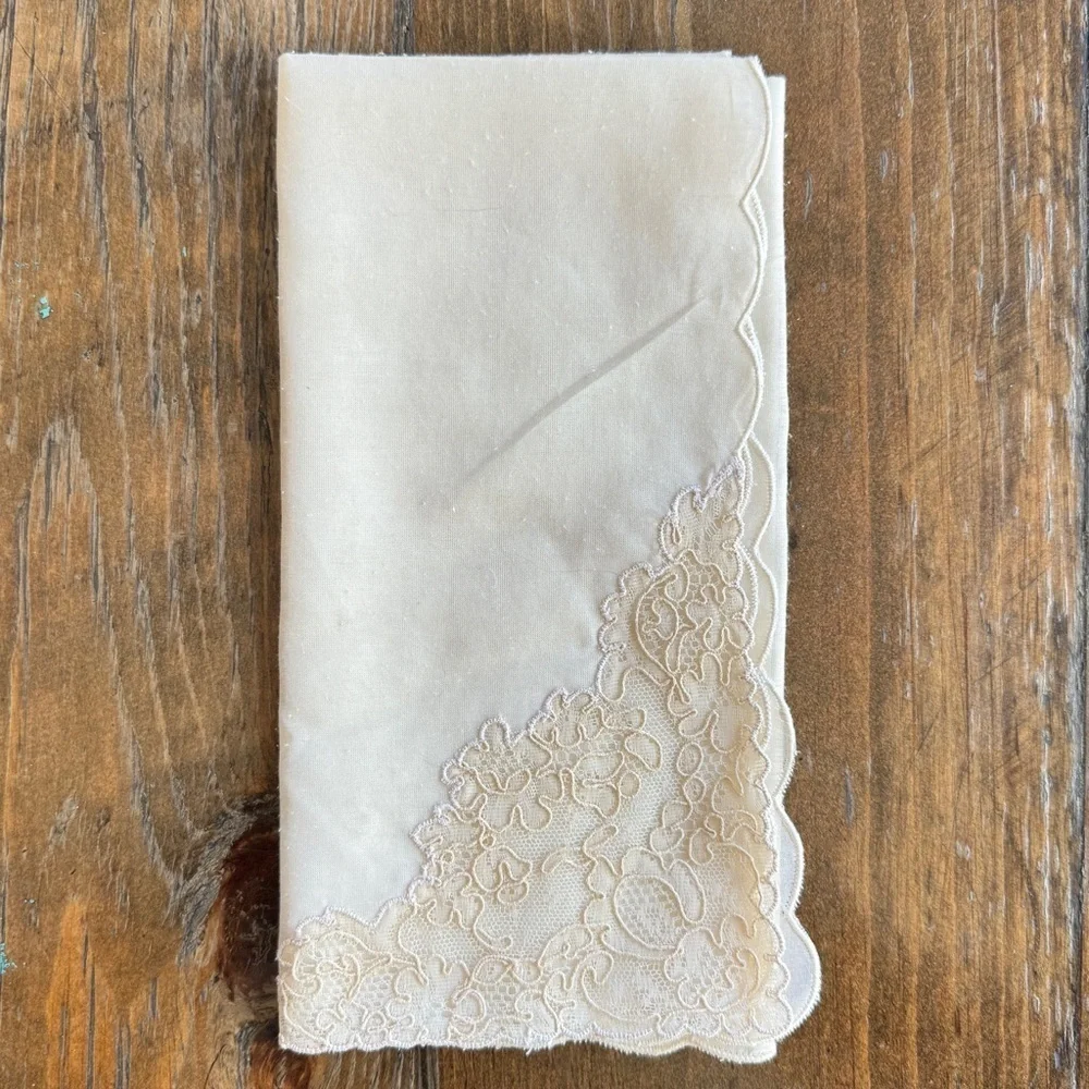 Ivory and Cream Lace Linen Napkin